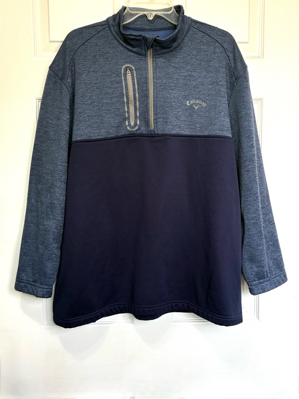 Callaway Tech Fleece Pullover Mens XXL Zip Pocket 1/4 Zip Pockets Blue Fall